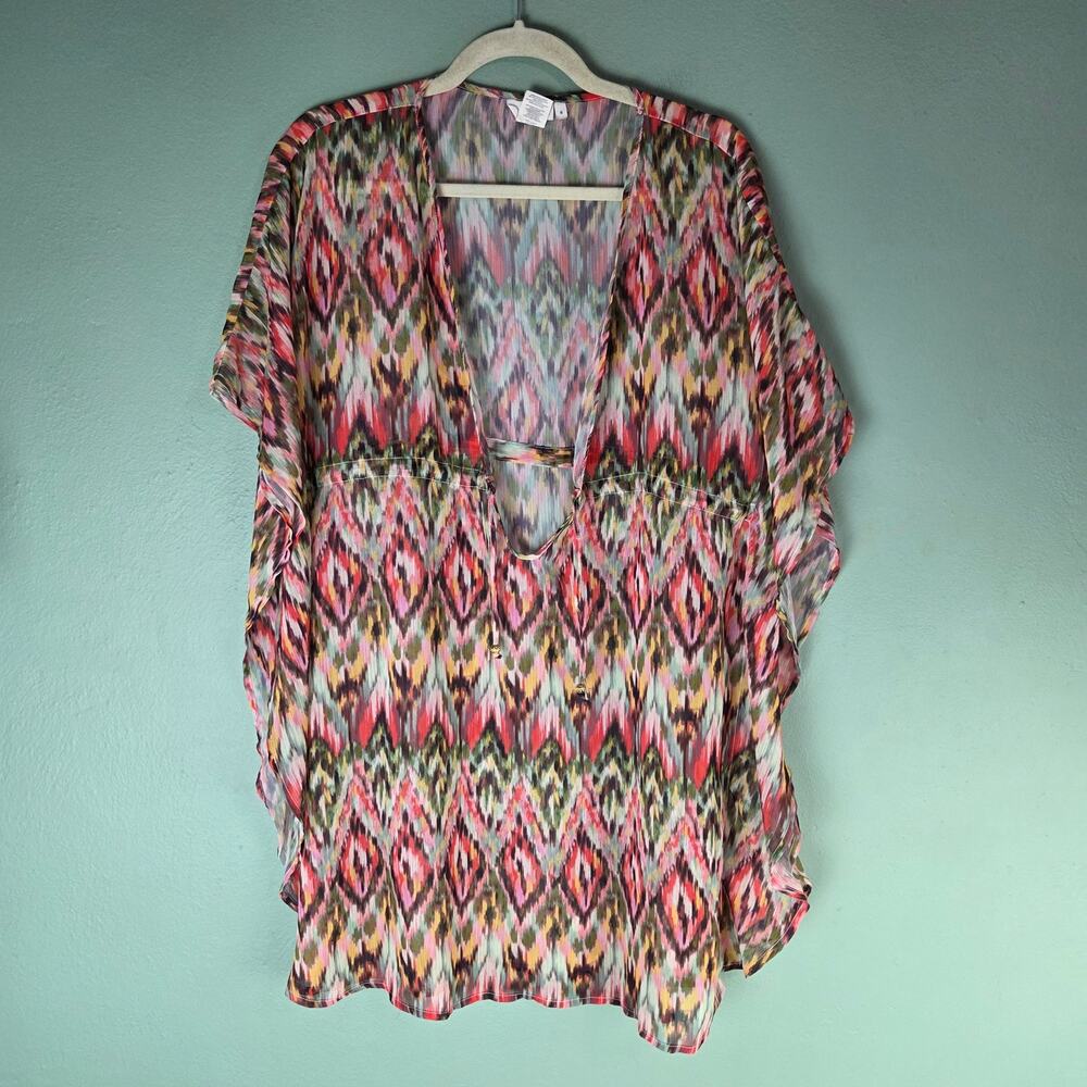 Bleu Rod Beattie Womens Caftan Multicolor Swim Cover Up Size Small